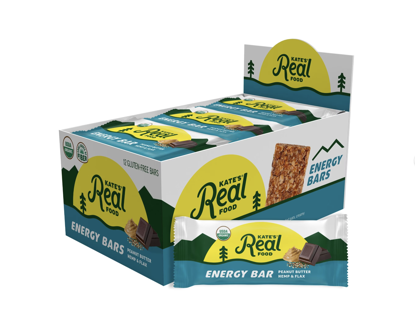 Kate’s Real Food Organic Granola Peanut Butter Hemp & Flax All Natural Energy Bars
