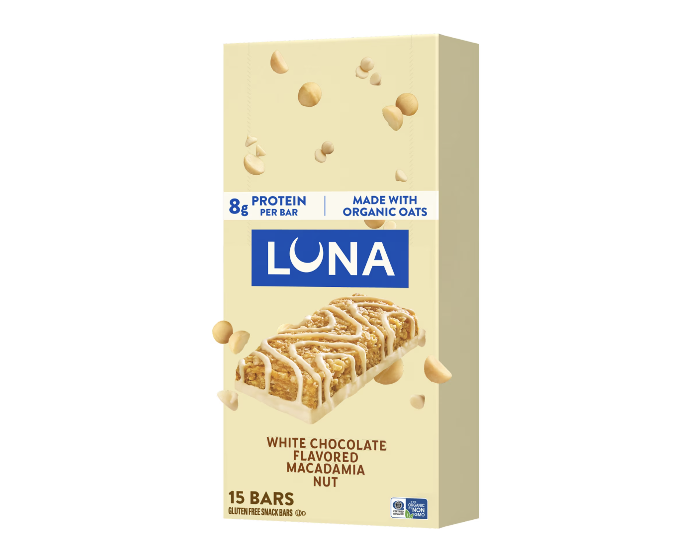 LUNA White Chocolate Macadamia Flavor Gluten Free Snack Bars