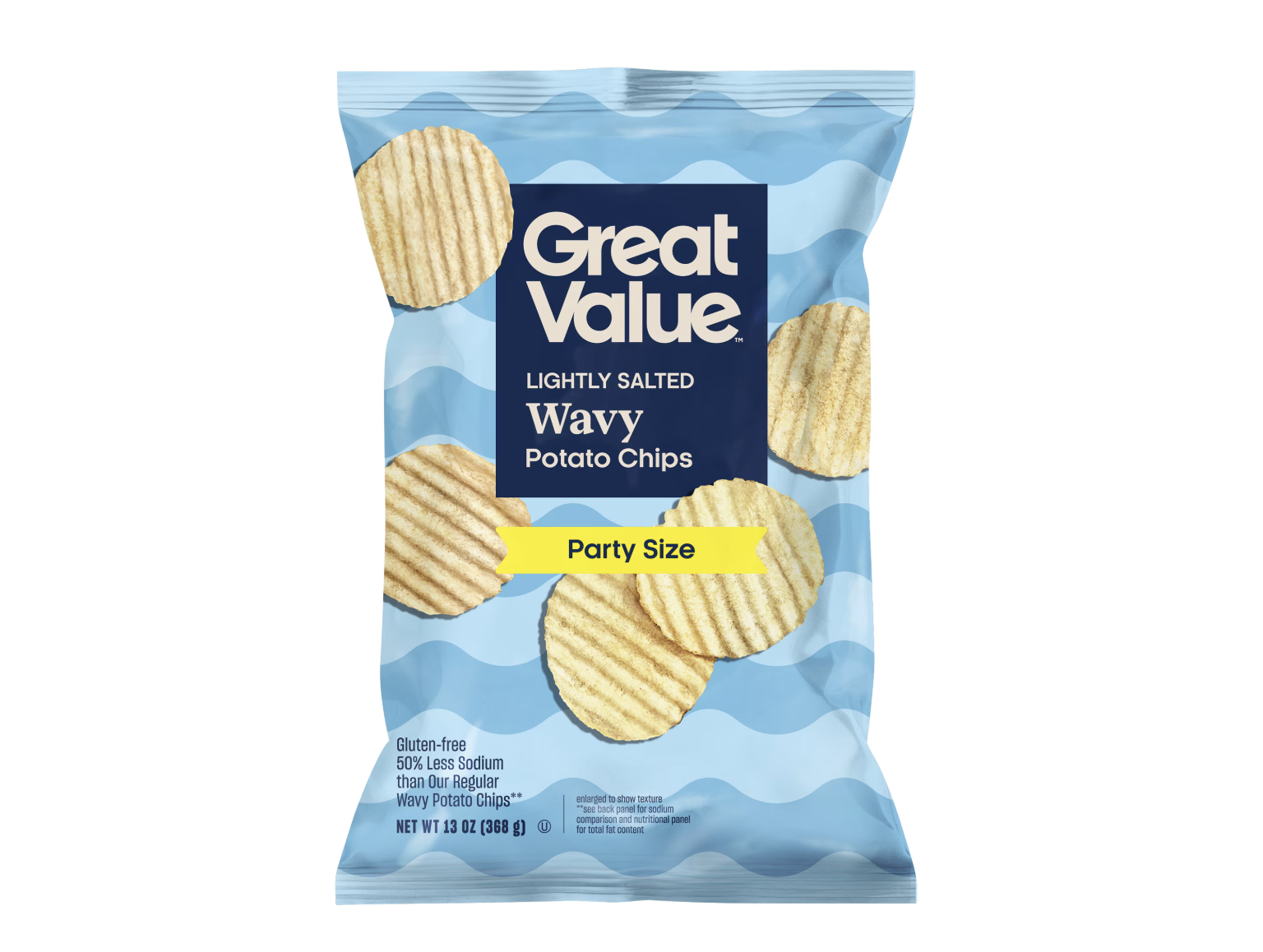 Great Value Lightly Salted Wavy Potato Chips Party Size