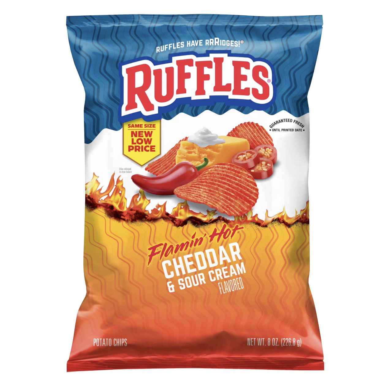 Ruffles Flamin' Hot Cheddar and Sour Cream Flavored Potato Snack Chips