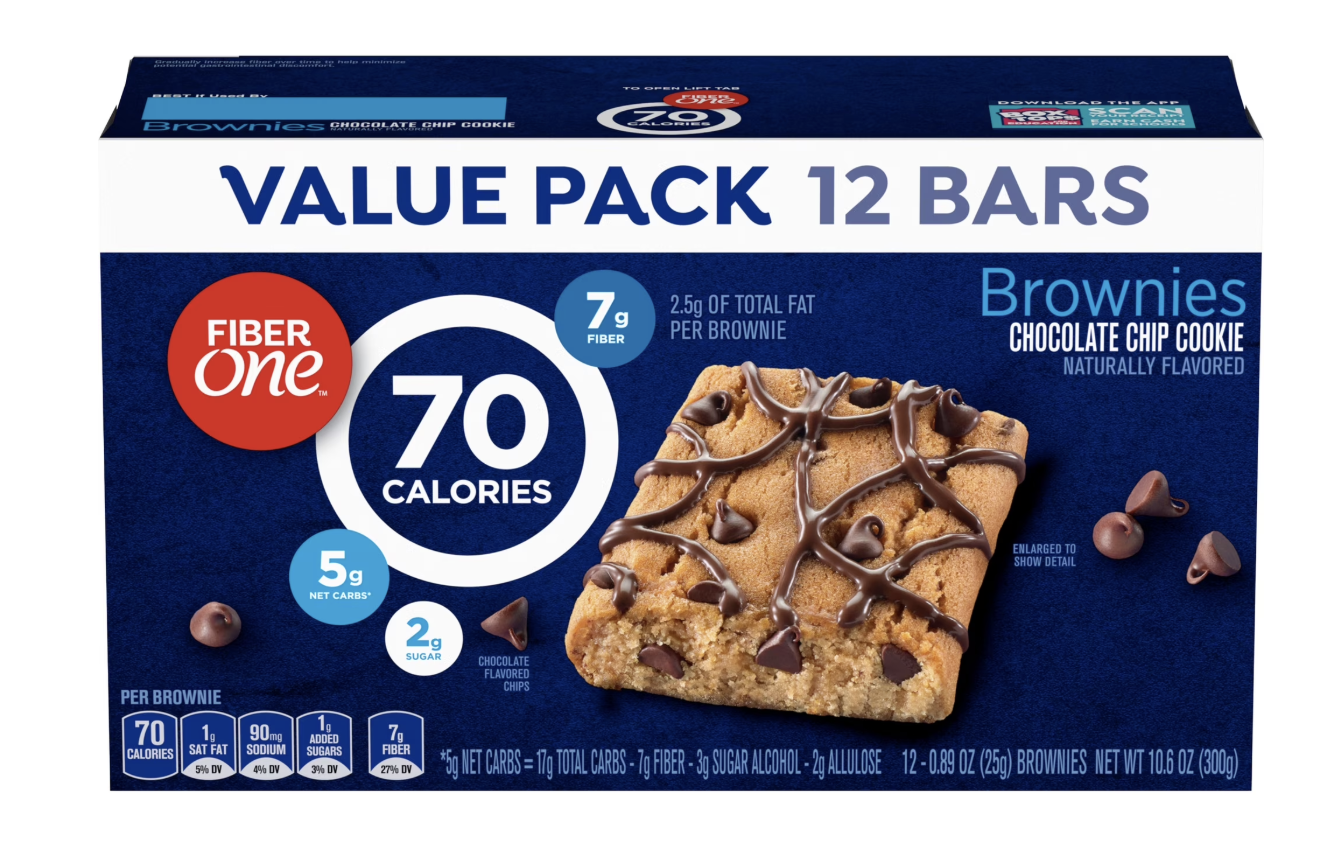 Fiber One 70 Calorie Brownies, Chocolate Chip Cookie,