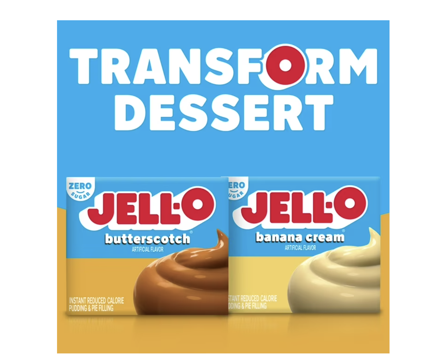 Jell-O Butterscotch Zero Sugar Instant Reduced Calorie Pudding & Pie Filling Mix