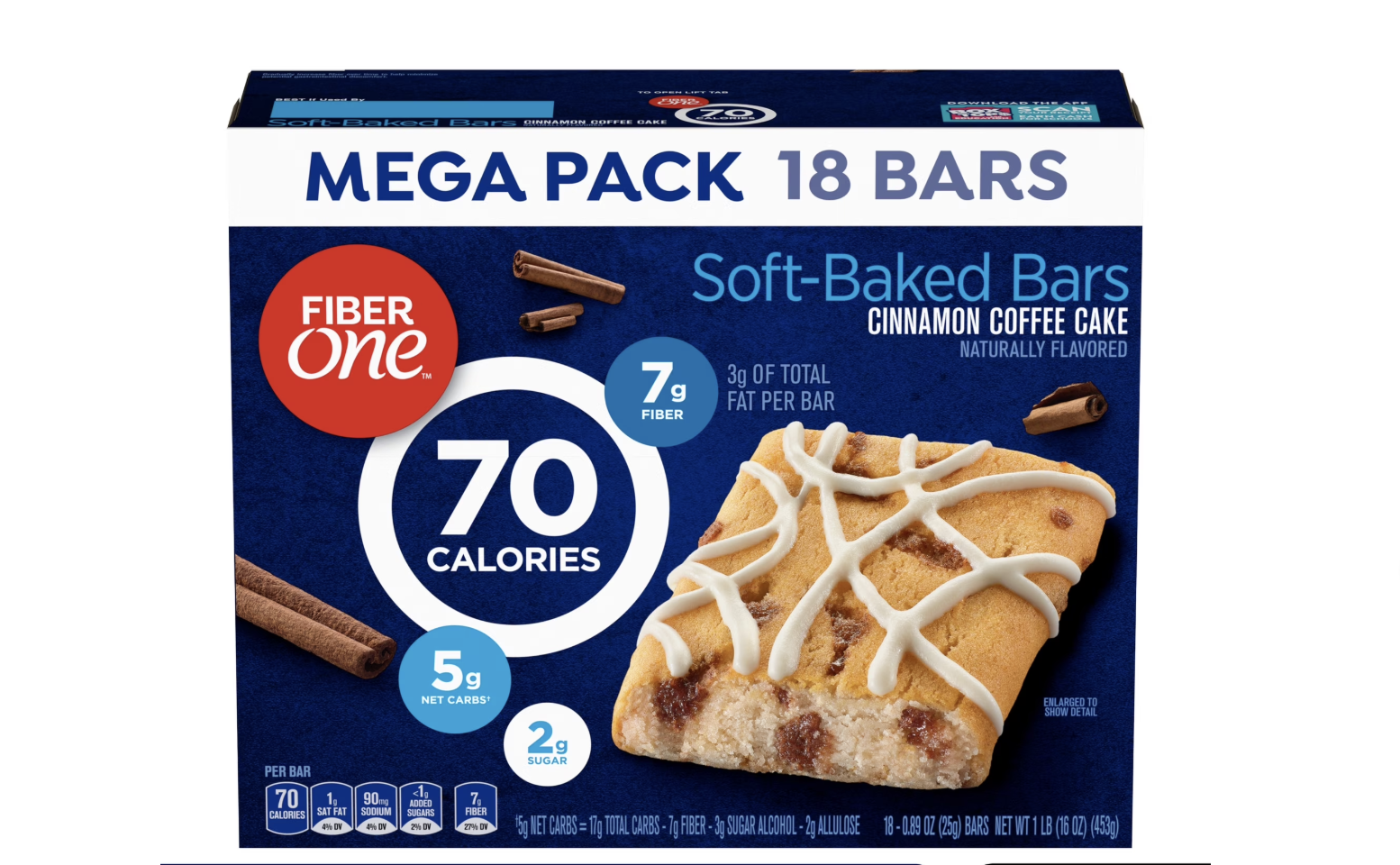Fiber One 70 Calorie Soft Baked Bars, Cinnamon Coffee Cake