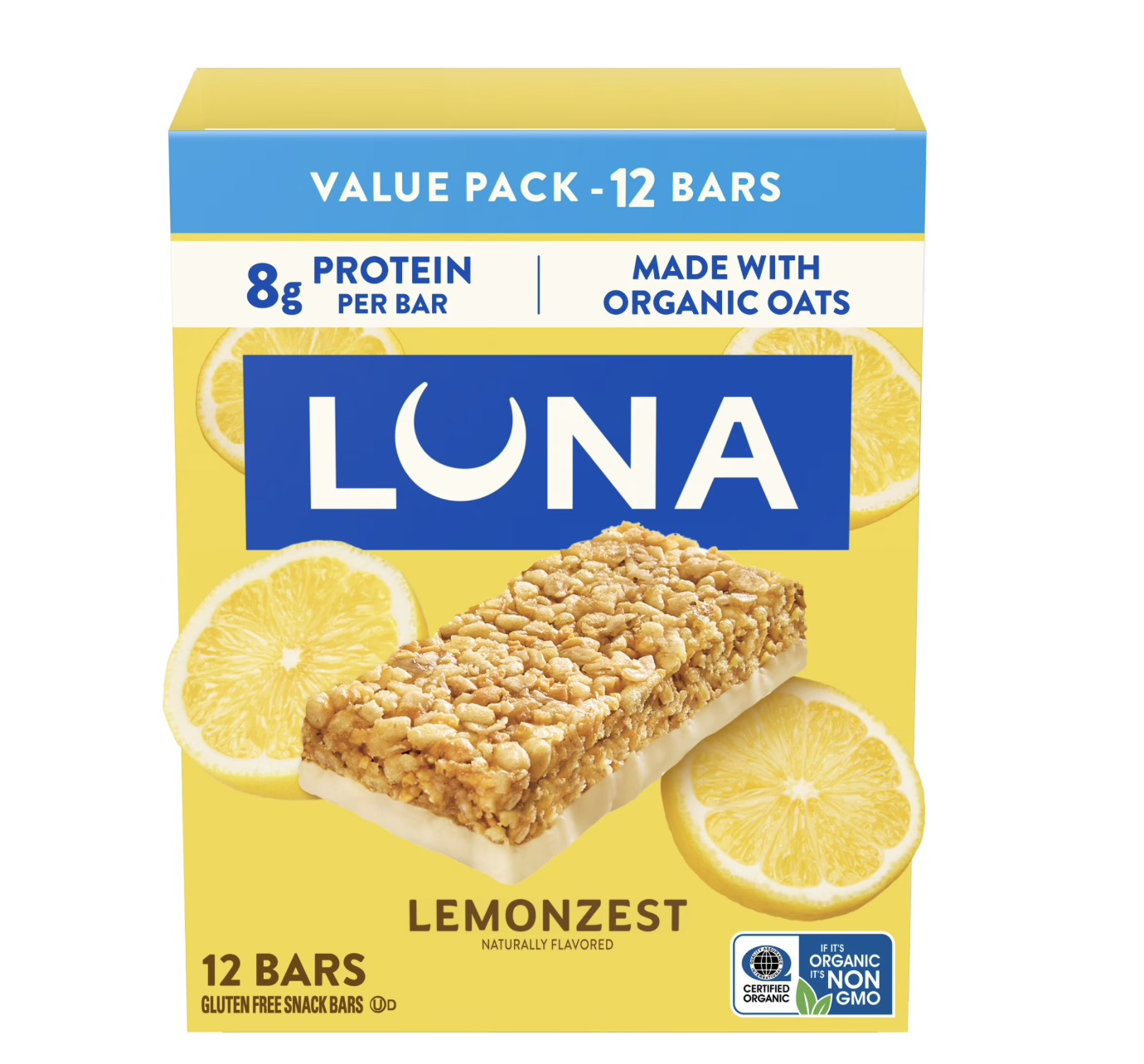 LUNA LemonZest Flavor Gluten Free Snack Bars