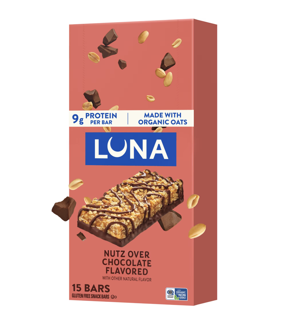 LUNA Nutz Over Chocolate Flavor Gluten Free Snack Bars