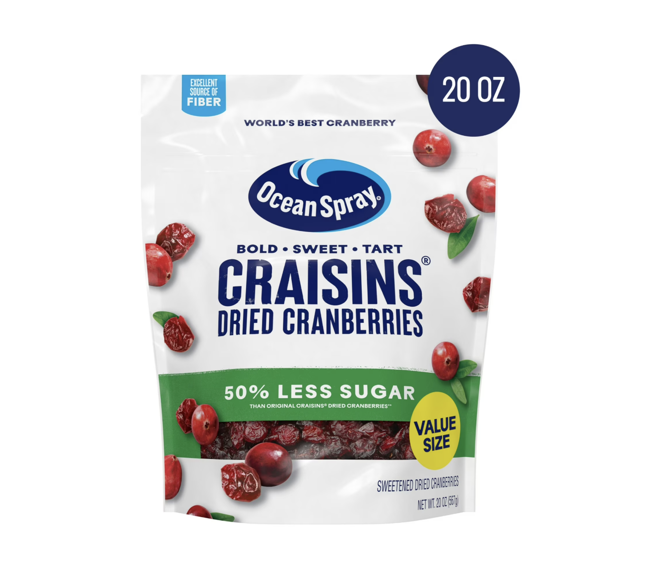Ocean Spray® Craisins®, 50% Less Sugar Dried Cranberries, Dried Fruit