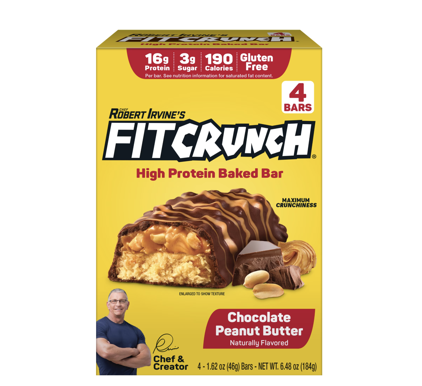 FITCRUNCH High Protein Baked Bar, Chocolate Peanut Butter