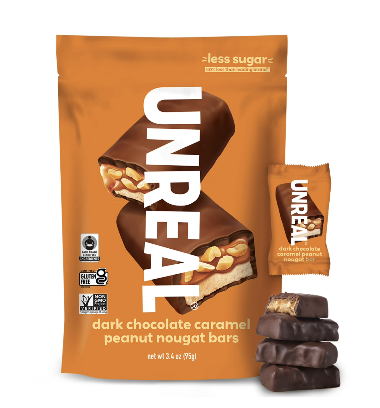 UNREAL Dark Chocolate Caramel Peanut Nougat Candy Bar