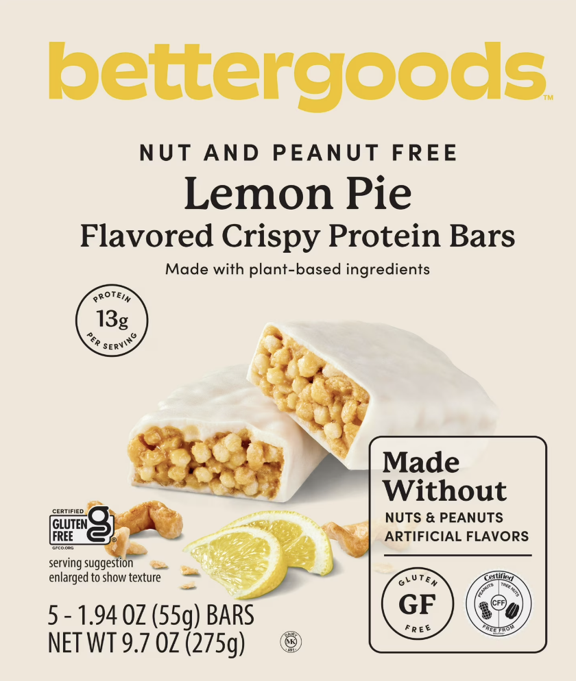 bettergoods Nut, Peanut and Gluten Free Lemon Pie Flavored Crispy Protein Bars