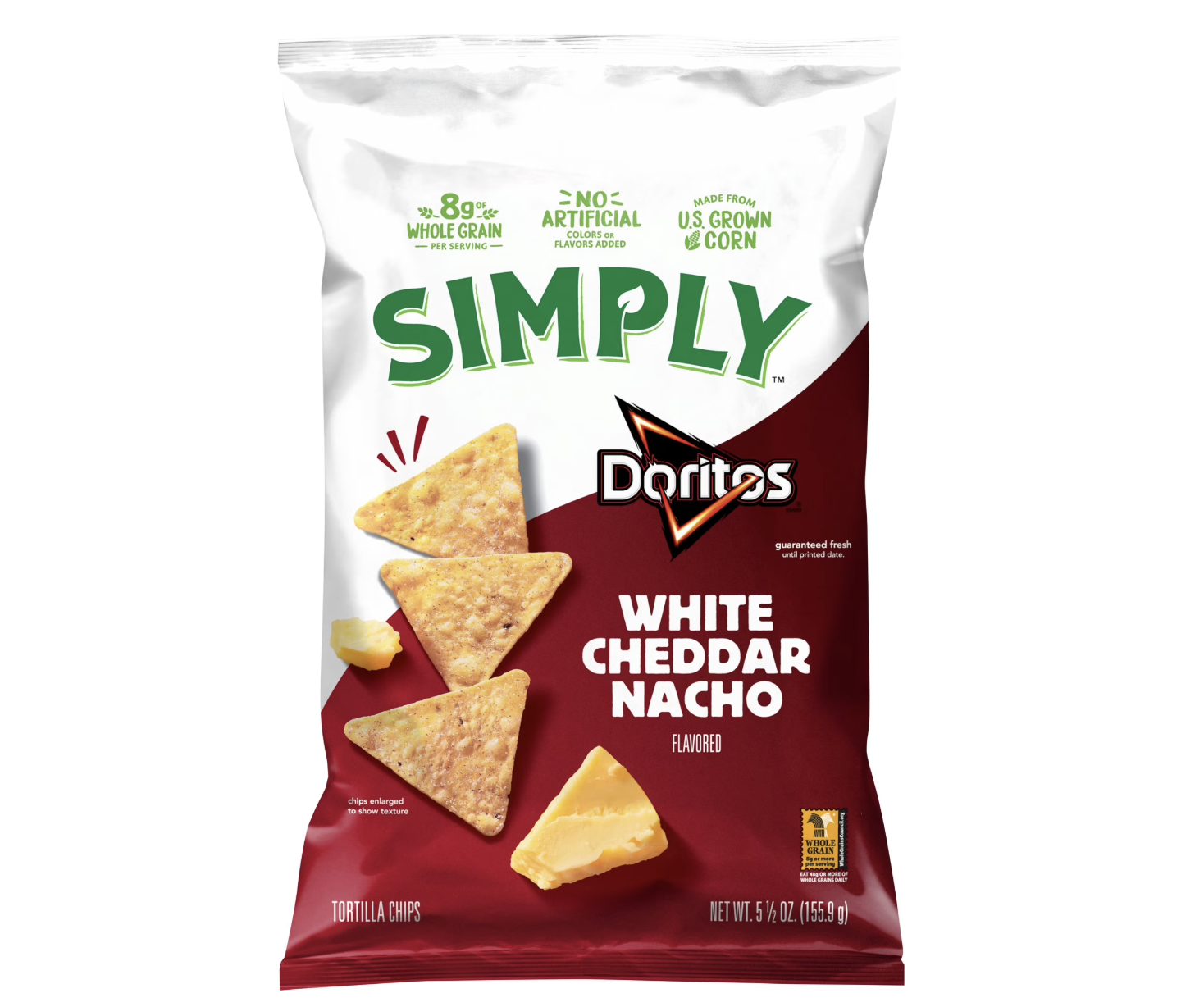 Simply Doritos White Cheddar Nacho Tortilla Chips